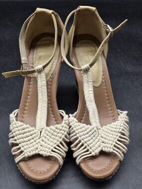 Dominique Nicole Sandals Womens Size 8 Beige Rope Gelsey Espadrille Damage Shoes